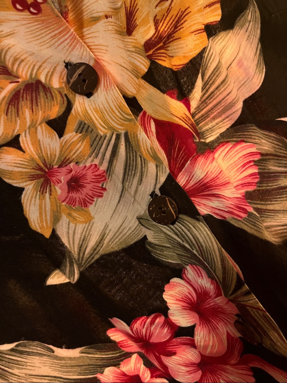 Floral Black Shirt with Yellow & Pink Flowers - Picture 6 of 6